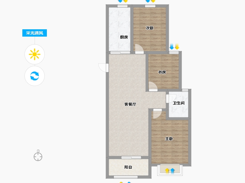 山西省-太原市-中国铁建·青秀嘉苑-87.97-户型库-采光通风