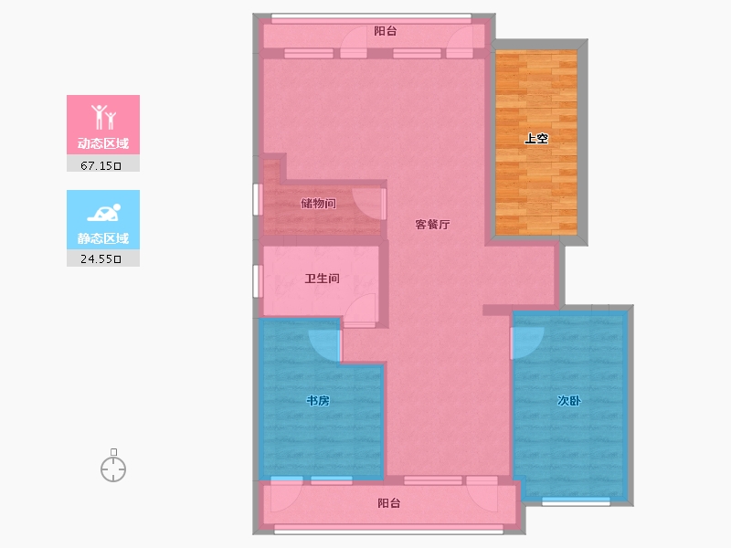 浙江省-湖州市-滨江棕榈十里春晓-90.40-户型库-动静分区