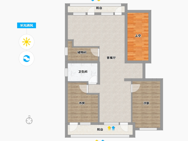 浙江省-湖州市-滨江棕榈十里春晓-90.40-户型库-采光通风