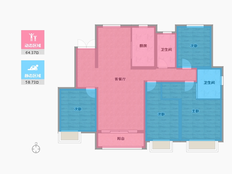 河南省-驻马店市-泌阳置地上河府-109.71-户型库-动静分区