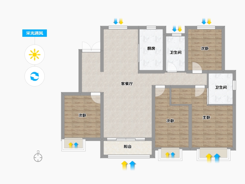 河南省-驻马店市-泌阳置地上河府-109.71-户型库-采光通风