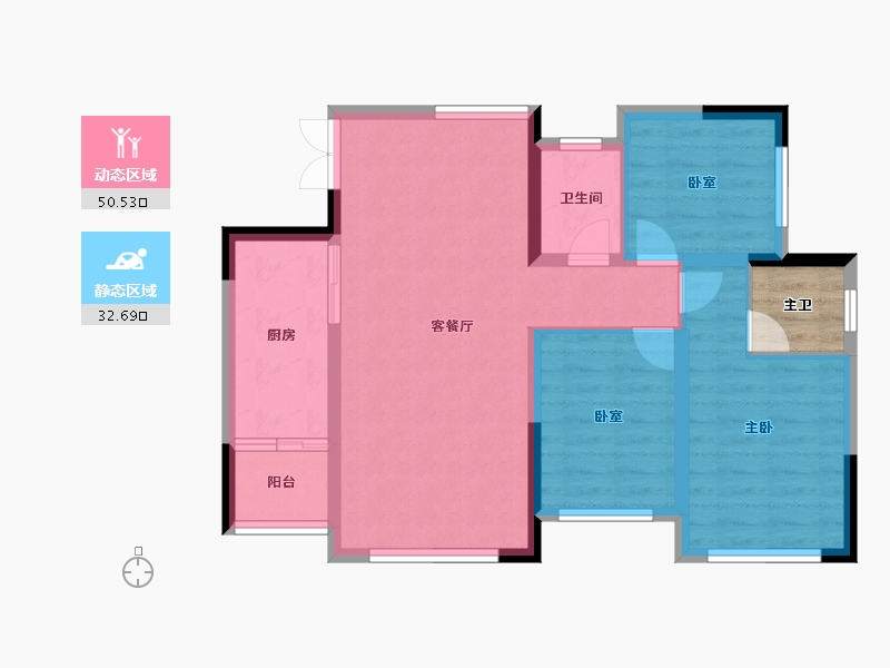 四川省-南充市-亿春紫荆华府-77.10-户型库-动静分区