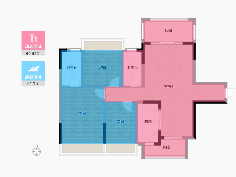 四川省-泸州市-敏捷江城源著-98.00-户型库-动静分区