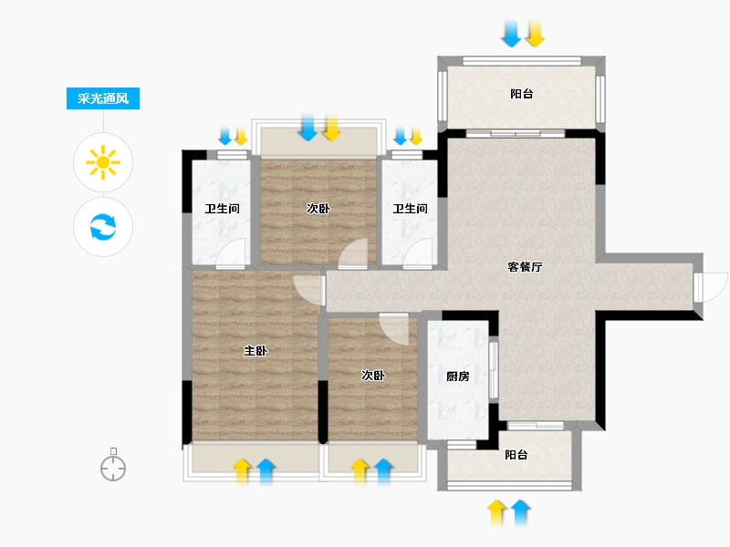 四川省-泸州市-敏捷江城源著-98.00-户型库-采光通风