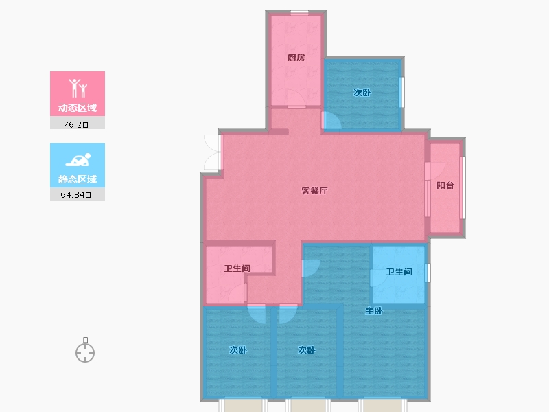 山西省-太原市-华润•中海•凯旋门-126.12-户型库-动静分区