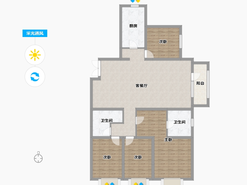 山西省-太原市-华润•中海•凯旋门-126.12-户型库-采光通风