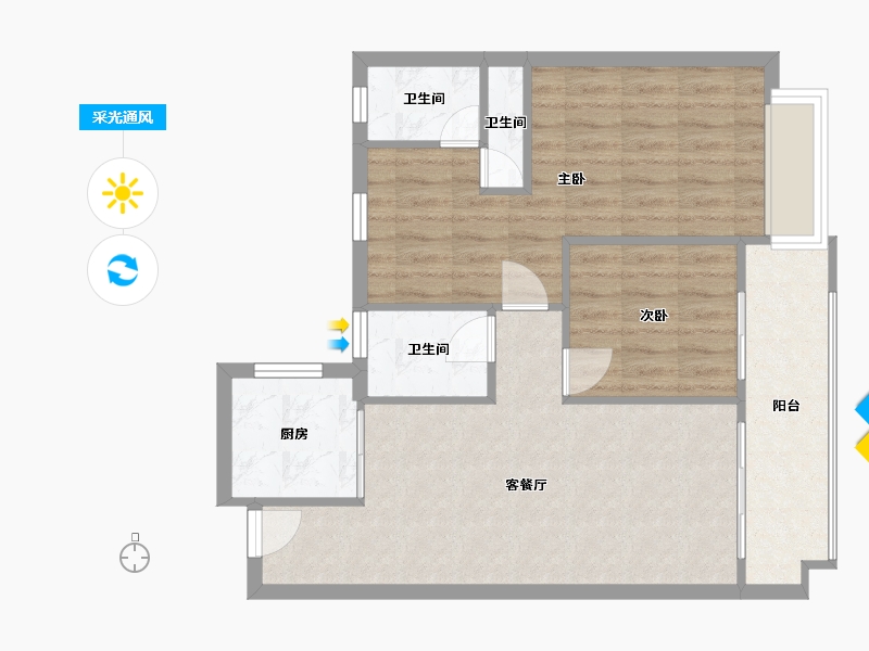 湖南省-株洲市-旗滨玖玺-88.00-户型库-采光通风