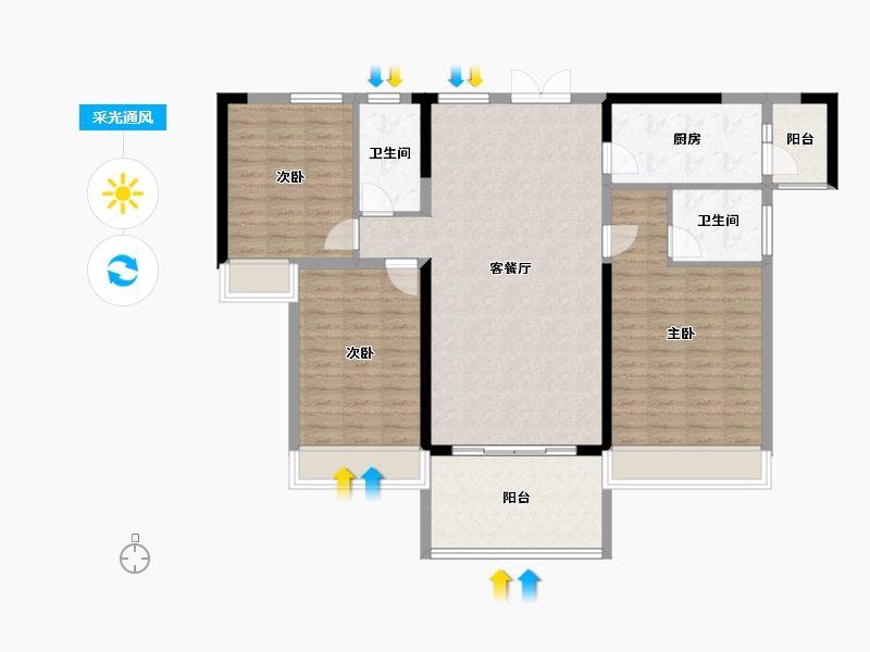 湖南省-常德市-五洲東岸-115.70-户型库-采光通风