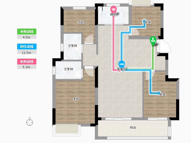 安徽省-宿州市-锦天·禧悦华府-95.20-户型库-动静线