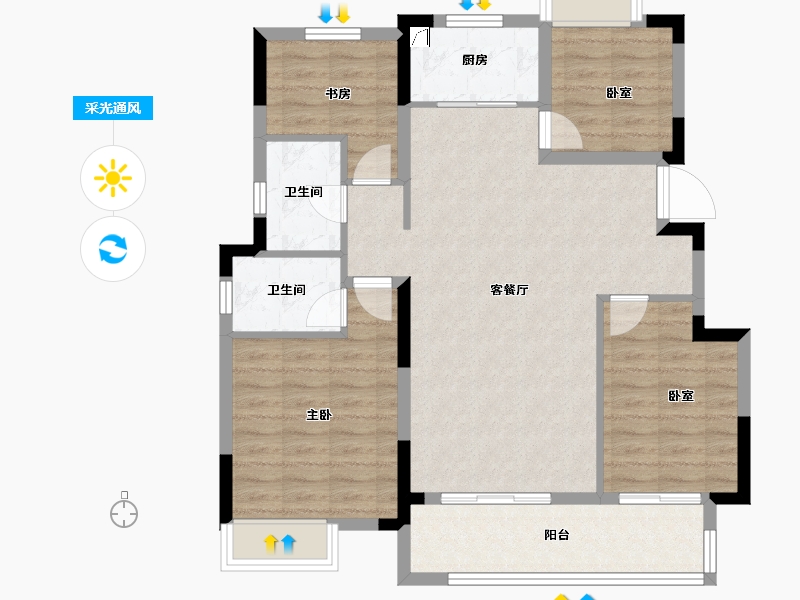 安徽省-宿州市-锦天·禧悦华府-95.20-户型库-采光通风