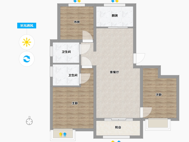 山东省-青岛市-金茂悦三期-87.00-户型库-采光通风