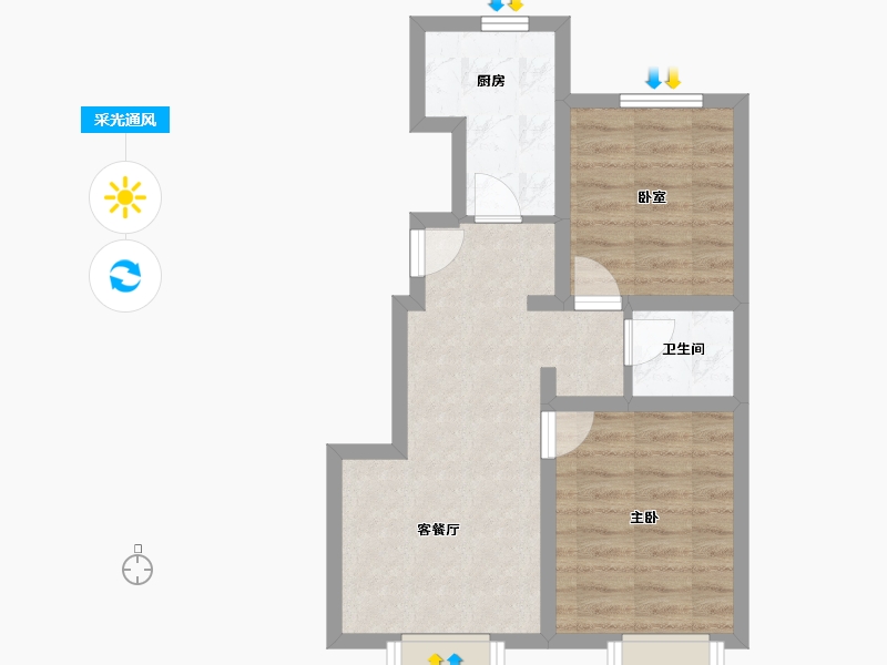 河北省-保定市-华远·海蓝城二期-49.67-户型库-采光通风