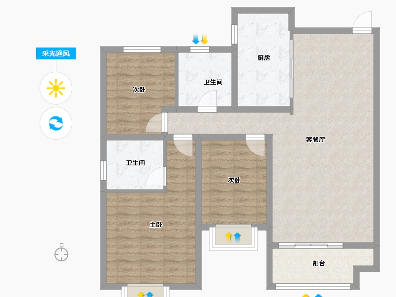 河南省-南阳市-兴龙城-96.98-户型库-采光通风