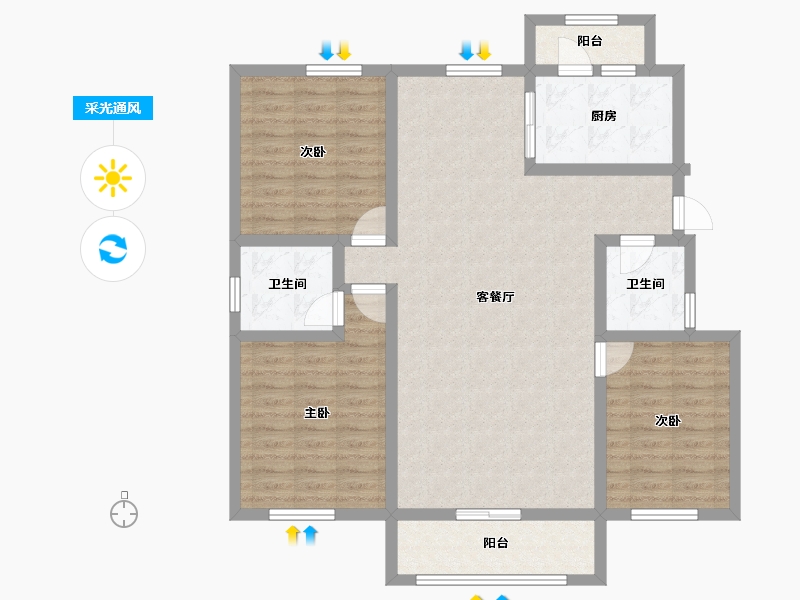 黑龙江省-大庆市-欣凤学城三期-107.02-户型库-采光通风