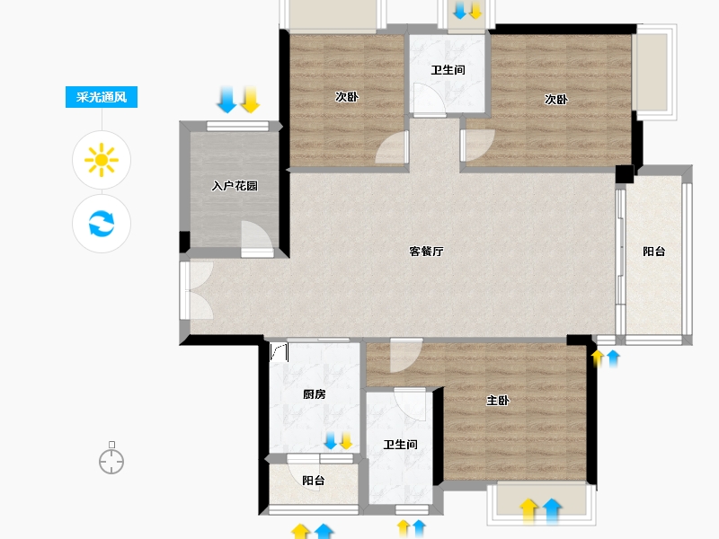 广东省-佛山市-保利和堂玥-99.37-户型库-采光通风