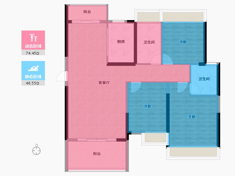 湖南省-常德市-五洲東岸-109.90-户型库-动静分区