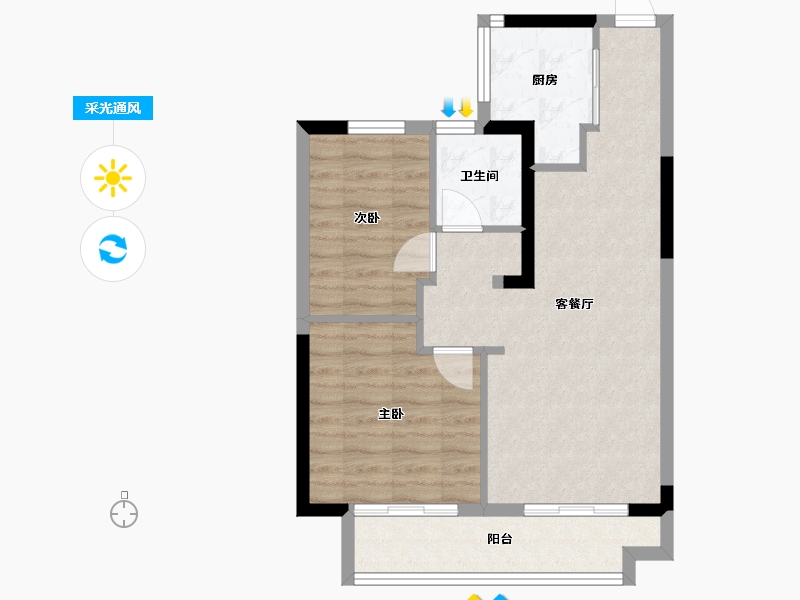 浙江省-嘉兴市-融信启杭-62.40-户型库-采光通风