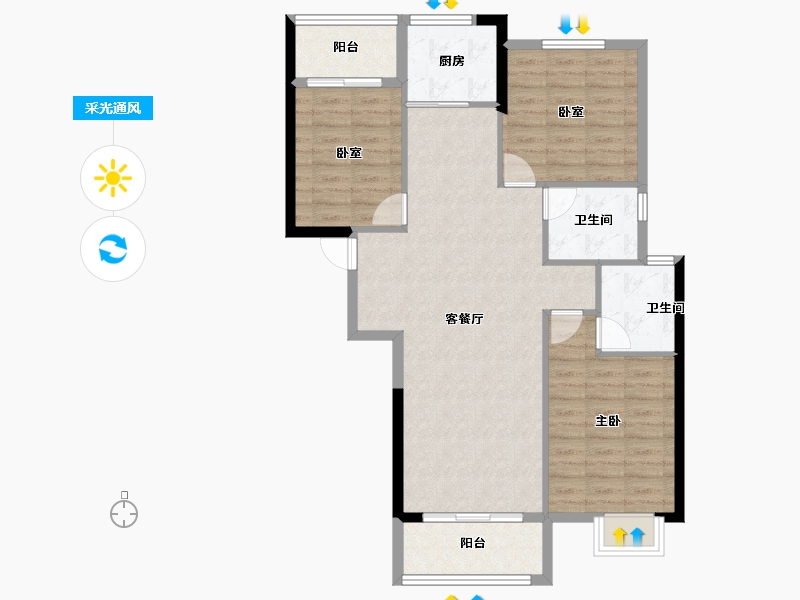 安徽省-宿州市-彼岸星城·融耀-93.70-户型库-采光通风