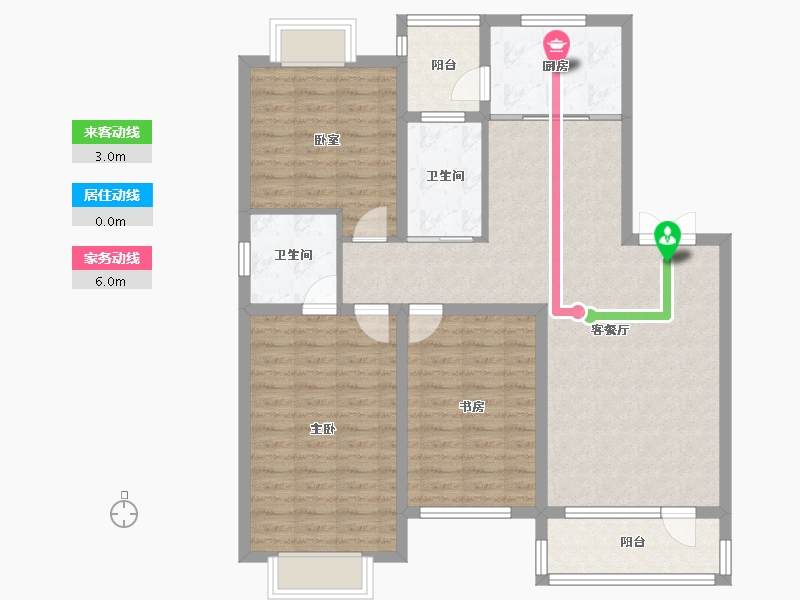 辽宁省-鞍山市-海银9號-105.61-户型库-动静线