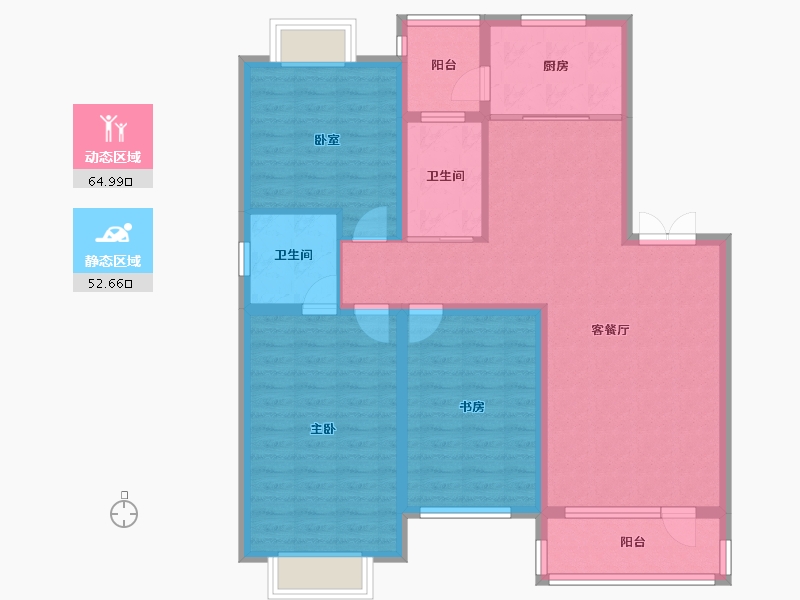 辽宁省-鞍山市-海银9號-105.61-户型库-动静分区