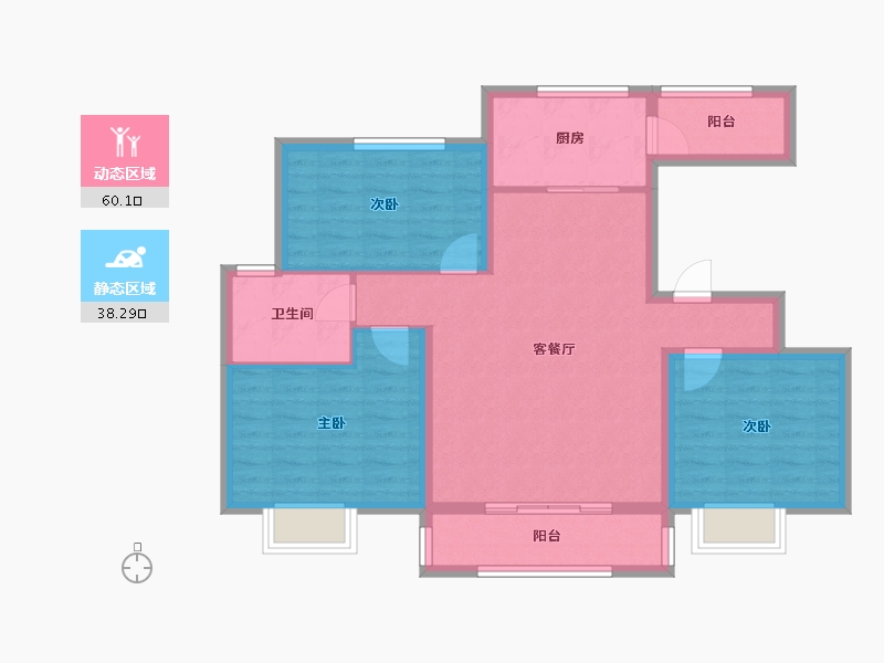 陕西省-宝鸡市-文景天越-87.99-户型库-动静分区