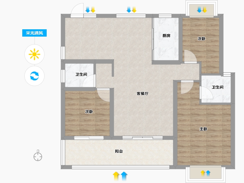 江西省-上饶市-晶科·滨江1号-84.45-户型库-采光通风