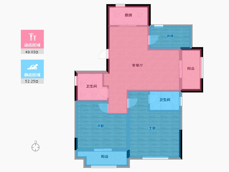 浙江省-嘉兴市-淮矿东方禾苑-90.76-户型库-动静分区