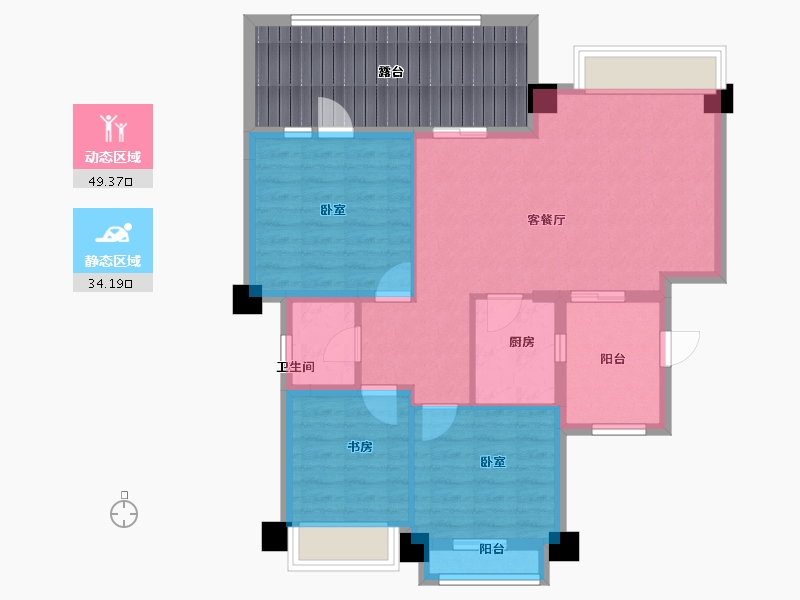 四川省-成都市-香颂湖国际社区-88.70-户型库-动静分区