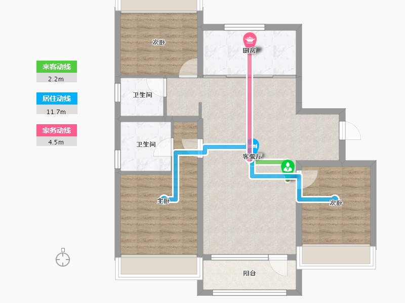 辽宁省-沈阳市-吴中桃花源一期御园-89.11-户型库-动静线