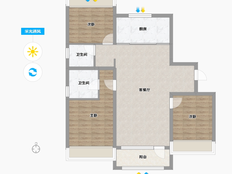 辽宁省-沈阳市-吴中桃花源一期御园-89.11-户型库-采光通风