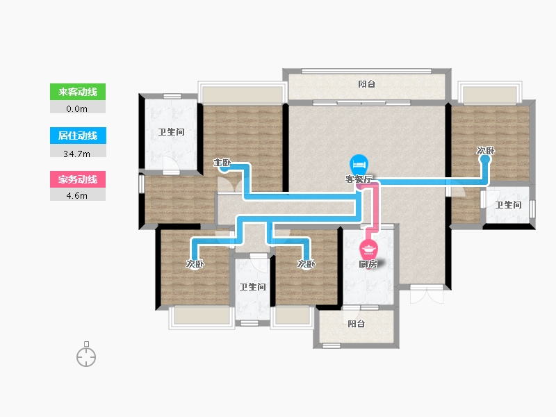 四川省-成都市-融创玖棠府住宅-141.33-户型库-动静线