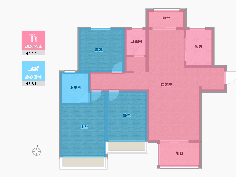 河南省-南阳市-邓州建业城-104.77-户型库-动静分区