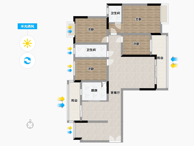 安徽省-安庆市-大地凤凰城-130.00-户型库-采光通风