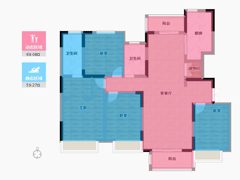 河南省-南阳市-邓州建业城-113.67-户型库-动静分区