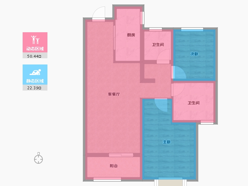 山西省-太原市-中国铁建·青秀嘉苑-63.88-户型库-动静分区