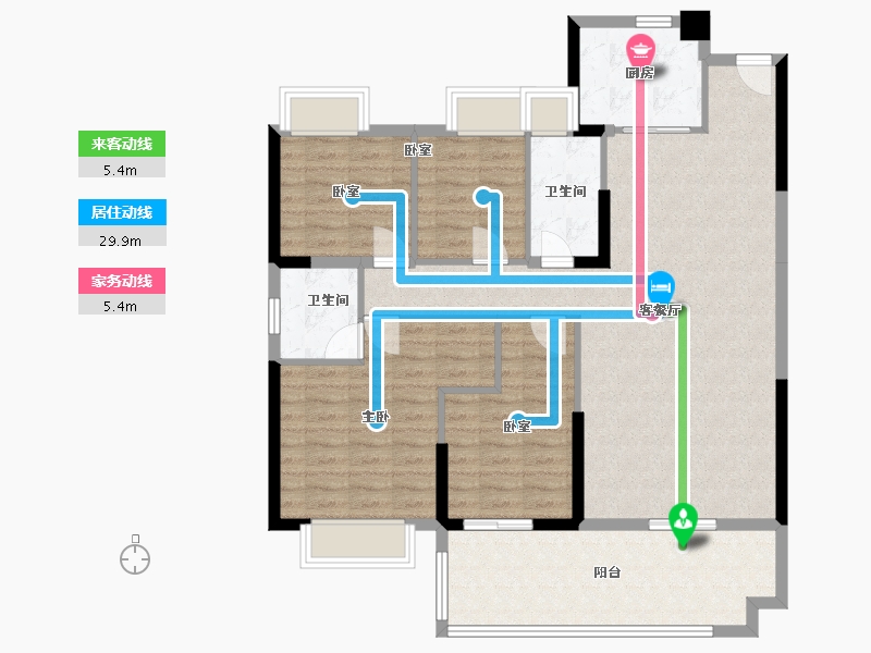 湖南省-岳阳市-碧桂园奥体华府-135.00-户型库-动静线