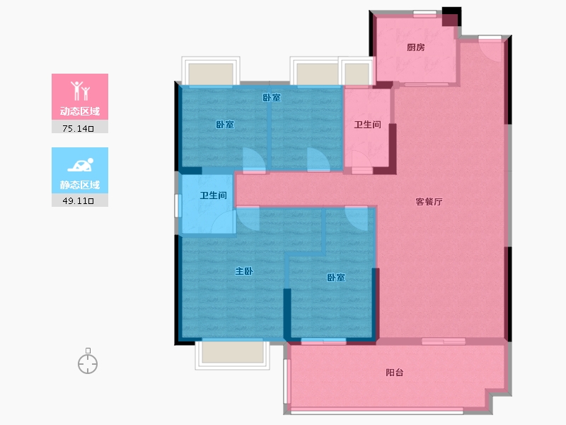 湖南省-岳阳市-碧桂园奥体华府-135.00-户型库-动静分区