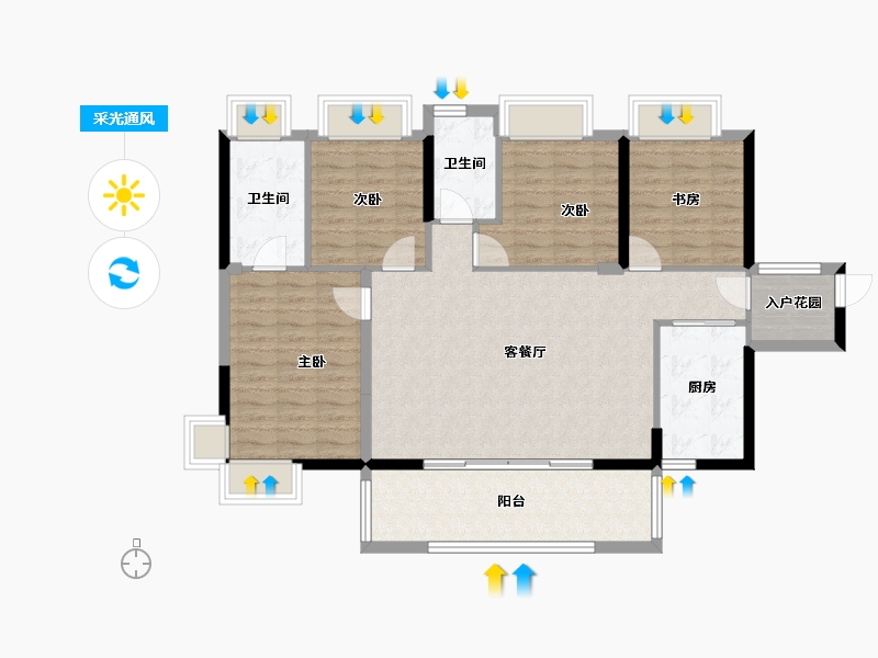 湖南省-衡阳市-银泰红城-107.44-户型库-采光通风