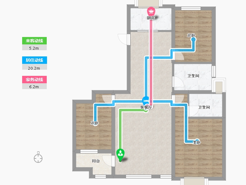 福建省-龙岩市-厦鑫博世楠院-82.60-户型库-动静线