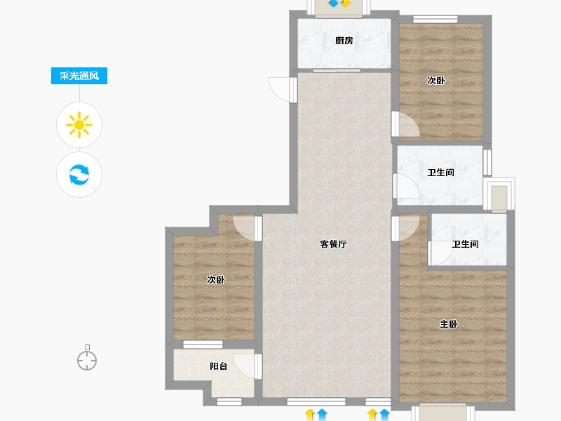 福建省-龙岩市-厦鑫博世楠院-82.60-户型库-采光通风