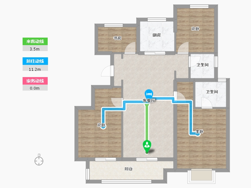 浙江省-嘉兴市-绿地绿禾名邸-96.35-户型库-动静线