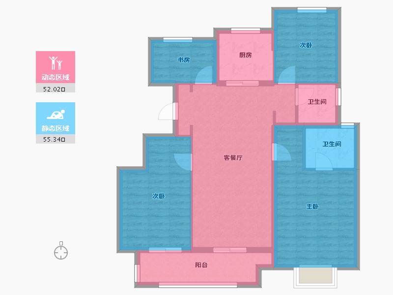 浙江省-嘉兴市-绿地绿禾名邸-96.35-户型库-动静分区