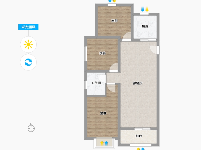 山西省-太原市-中国铁建·青秀嘉苑-71.11-户型库-采光通风