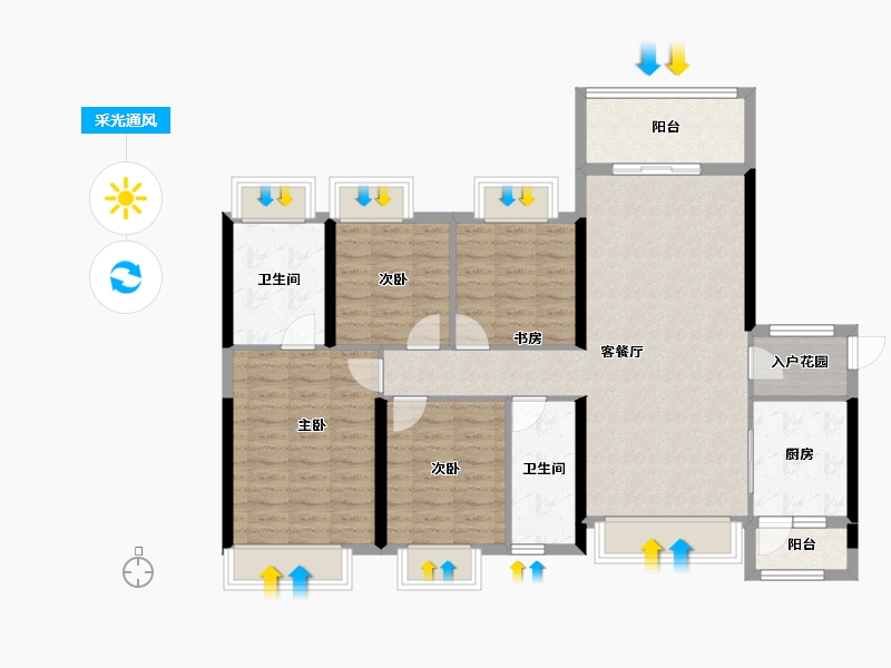 湖南省-衡阳市-银泰红城-106.90-户型库-采光通风