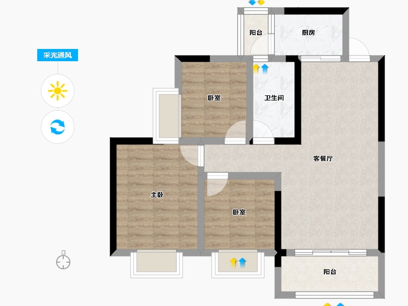 贵州省-安顺市-华腾熙悦府-69.83-户型库-采光通风