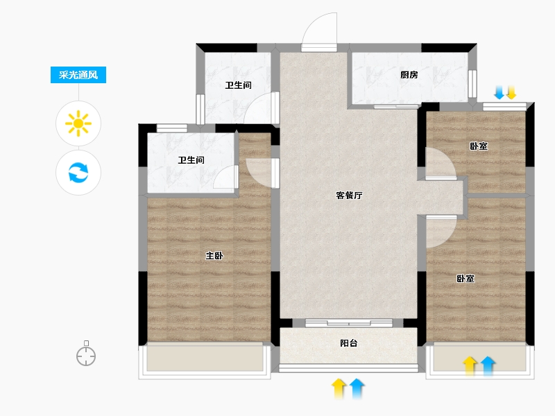 浙江省-台州市-曙光平桥首府-83.20-户型库-采光通风