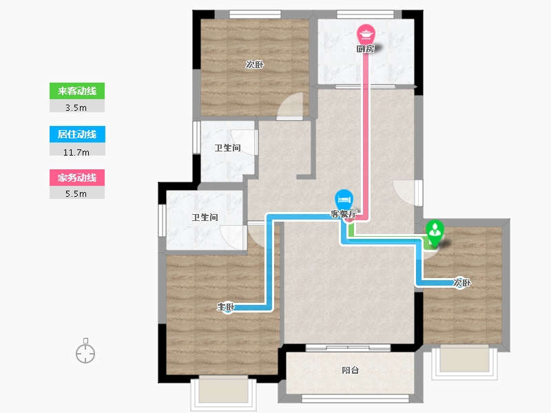 江苏省-南京市-德信爱家玖栖和院-82.77-户型库-动静线