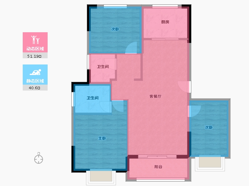 江苏省-南京市-德信爱家玖栖和院-82.77-户型库-动静分区