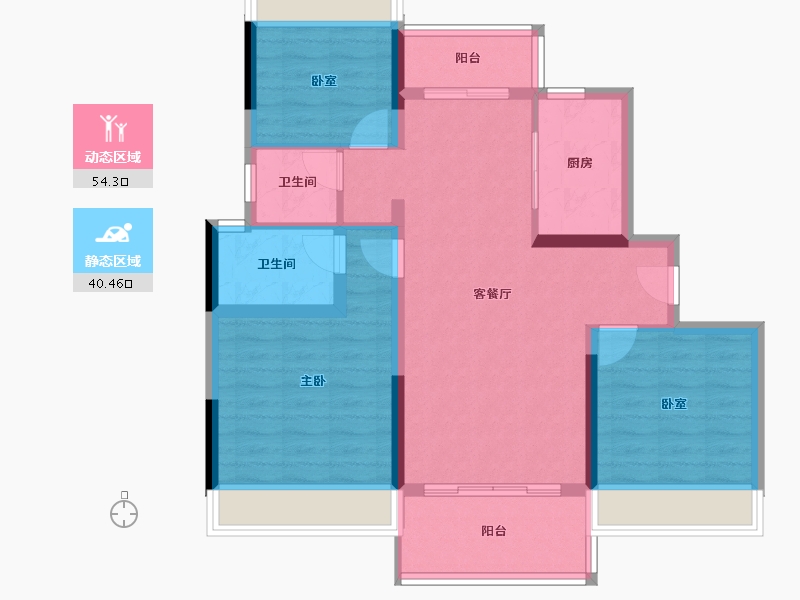 湖北省-十堰市-碧桂园·十里江湾-84.49-户型库-动静分区