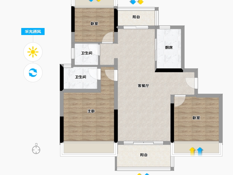 湖北省-十堰市-碧桂园·十里江湾-84.49-户型库-采光通风